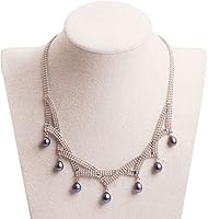 Vista 2 de 6-7MM 7 PSC cultivadas perlas negras de agua dulce collar de cuentas joyería para mujeres 16-18 pulgadas ajustable hecho a mano (perla negra)