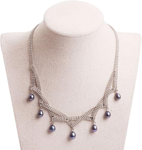 Miniatura 2 de 6-7MM 7 PSC cultivadas perlas negras de agua dulce collar de cuentas joyería para mujeres 16-18 pulgadas ajustable hecho a mano (perla negra)