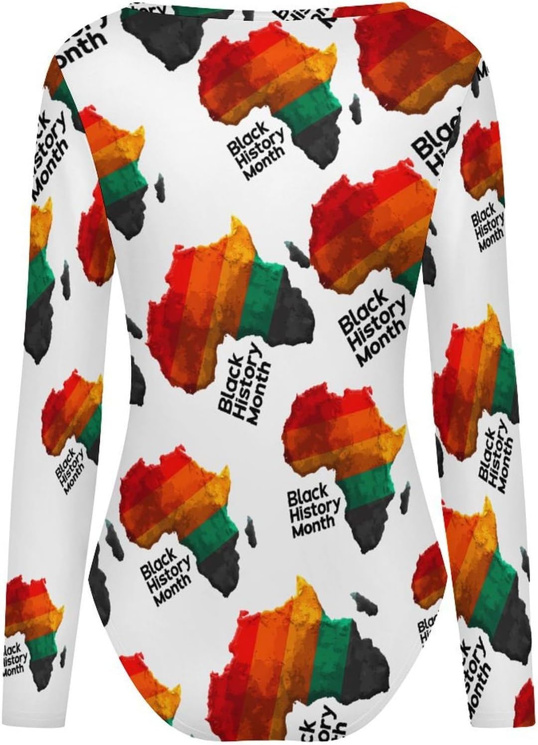 Black History Month African USA Women's Bodysuits Long Sleeve Top 5XL
