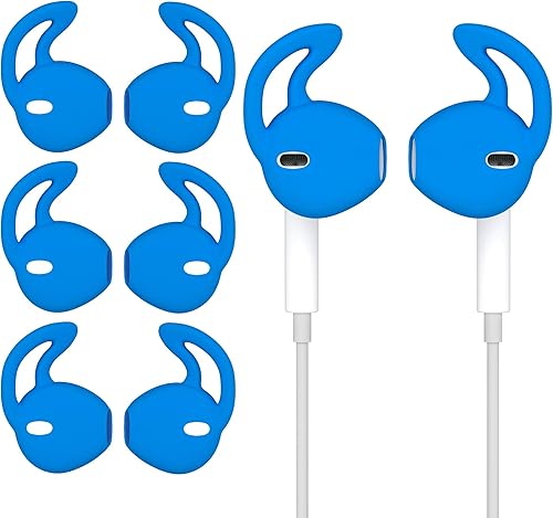 Puntas de gel para oídos, cubiertas antideslizantes, silicona suave, accesorios deportivos (azul) 4 pares