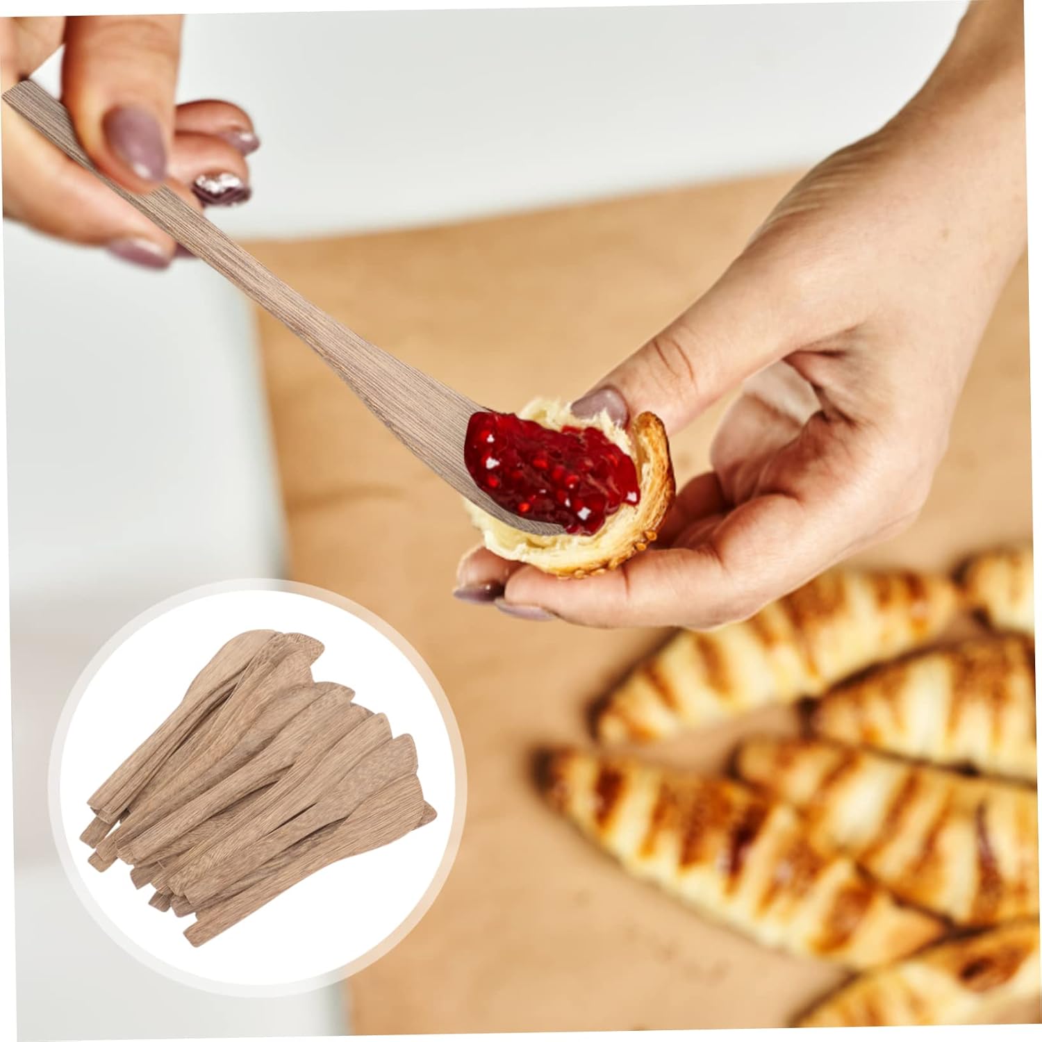VALICLUD 30Pcs Wooden Jam Spreaders Ergonomic Butter and Cheese Knives for Outdoor Picnics Baking and Serving Portable Wear Resistant Easy to Clean Utensils