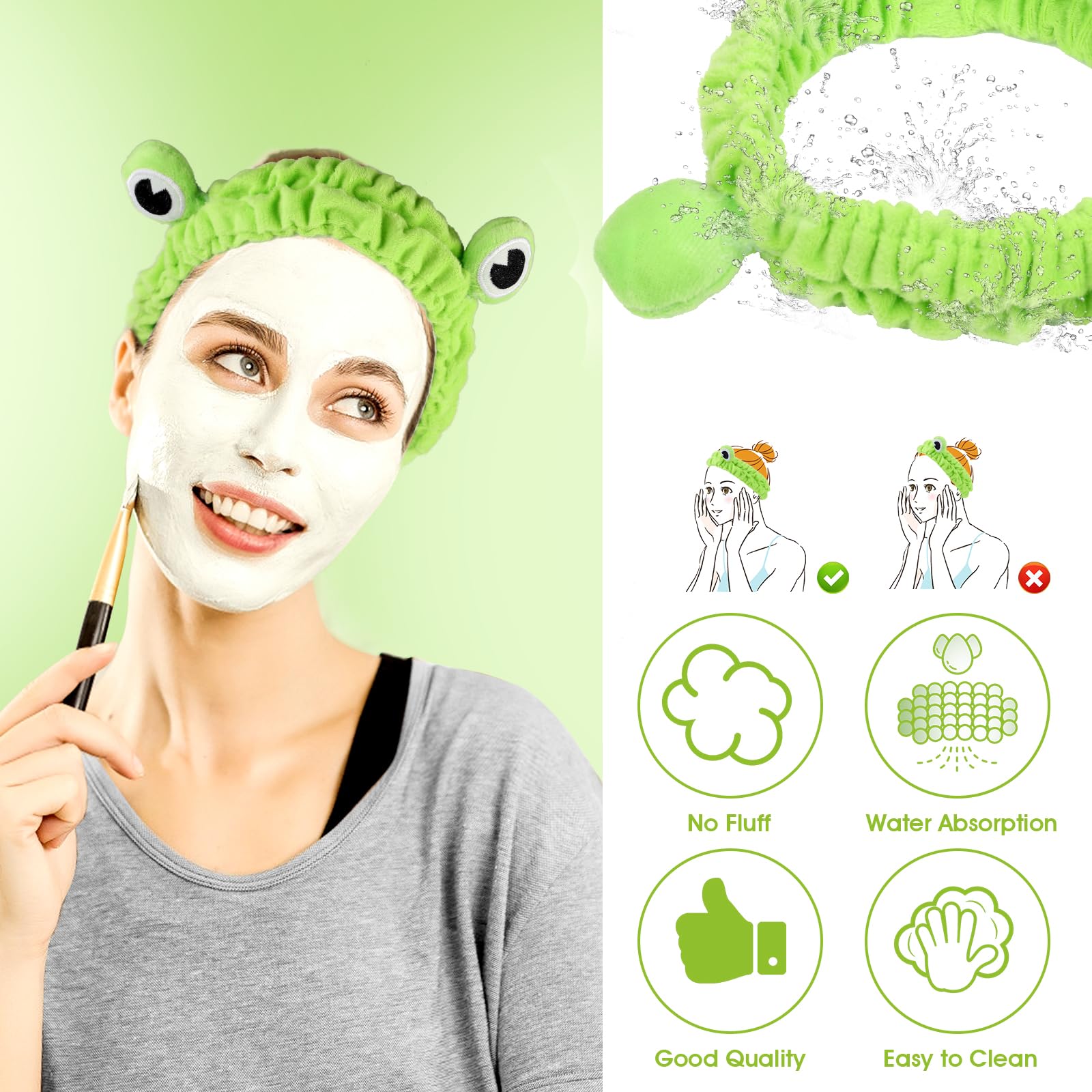 AEGYPIUS Fascia Per Capelli Con Occhi Di Rana – Morbida In Pile Corallo, Per Trucco, Doccia, Sport – Donna E Ragazza