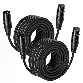 15M XLR Cable, 2 Pack 50ft Balanced Microphone XLR Male to Female Extension Cable Jack Extender Cord for Studio Recorder, Mic, Mixer, Speaker System, Phantom Power