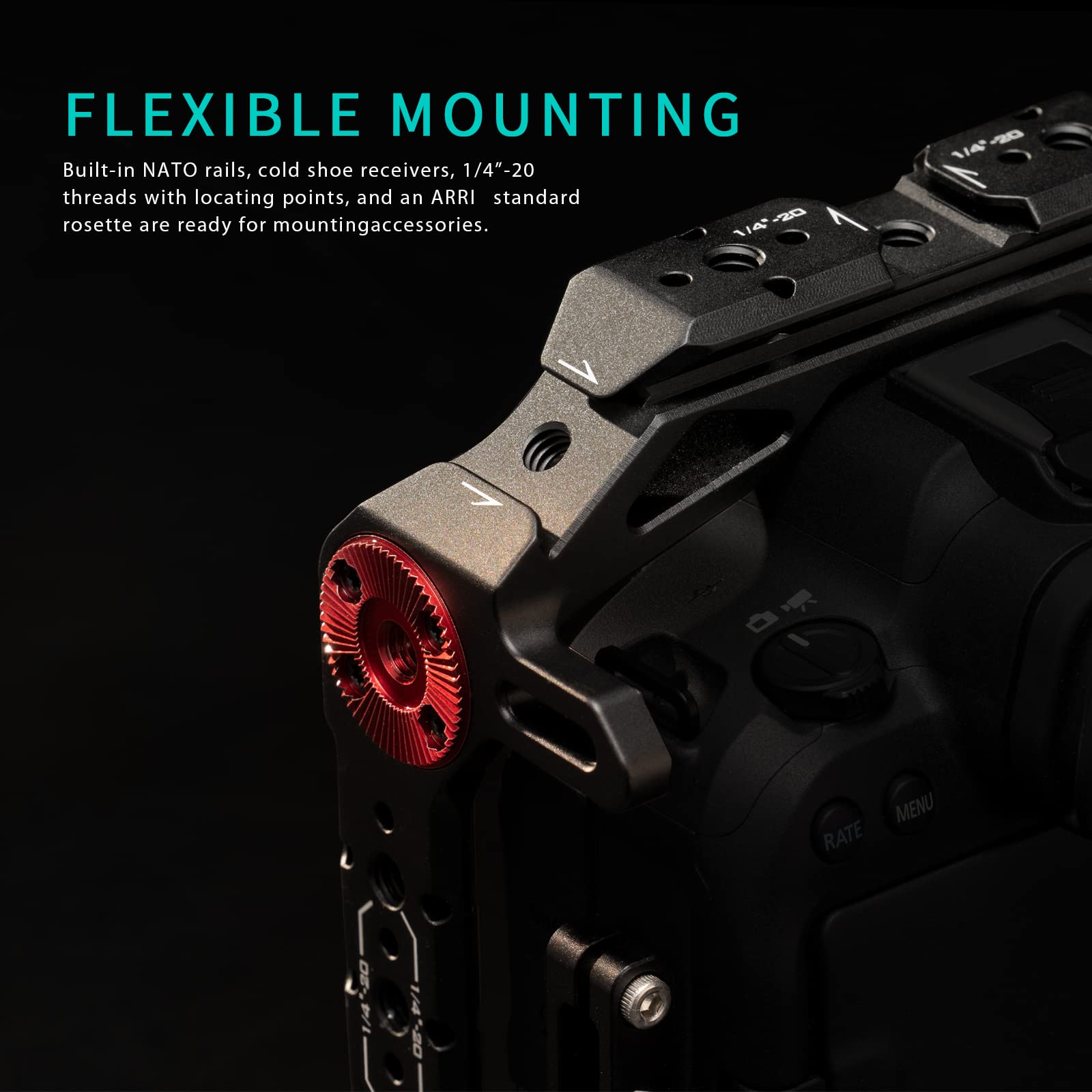 TILTA Full Camera Cage for Canon R6 Mark II with ARRI Rosette, NATO Rail, Cold Shoe and 1/4?-20 Threads with Locating Pins, Camera Protect Rig - Grey TA-T45-FCC-TG