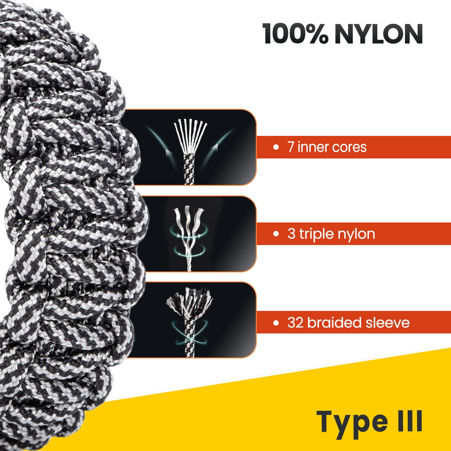 Paracord 550 Tipo III - Corda Nylon 4mm Per Sopravvivenza E Outdoor - 250kg Carico Di Rottura - 31 Metri - Foto 7