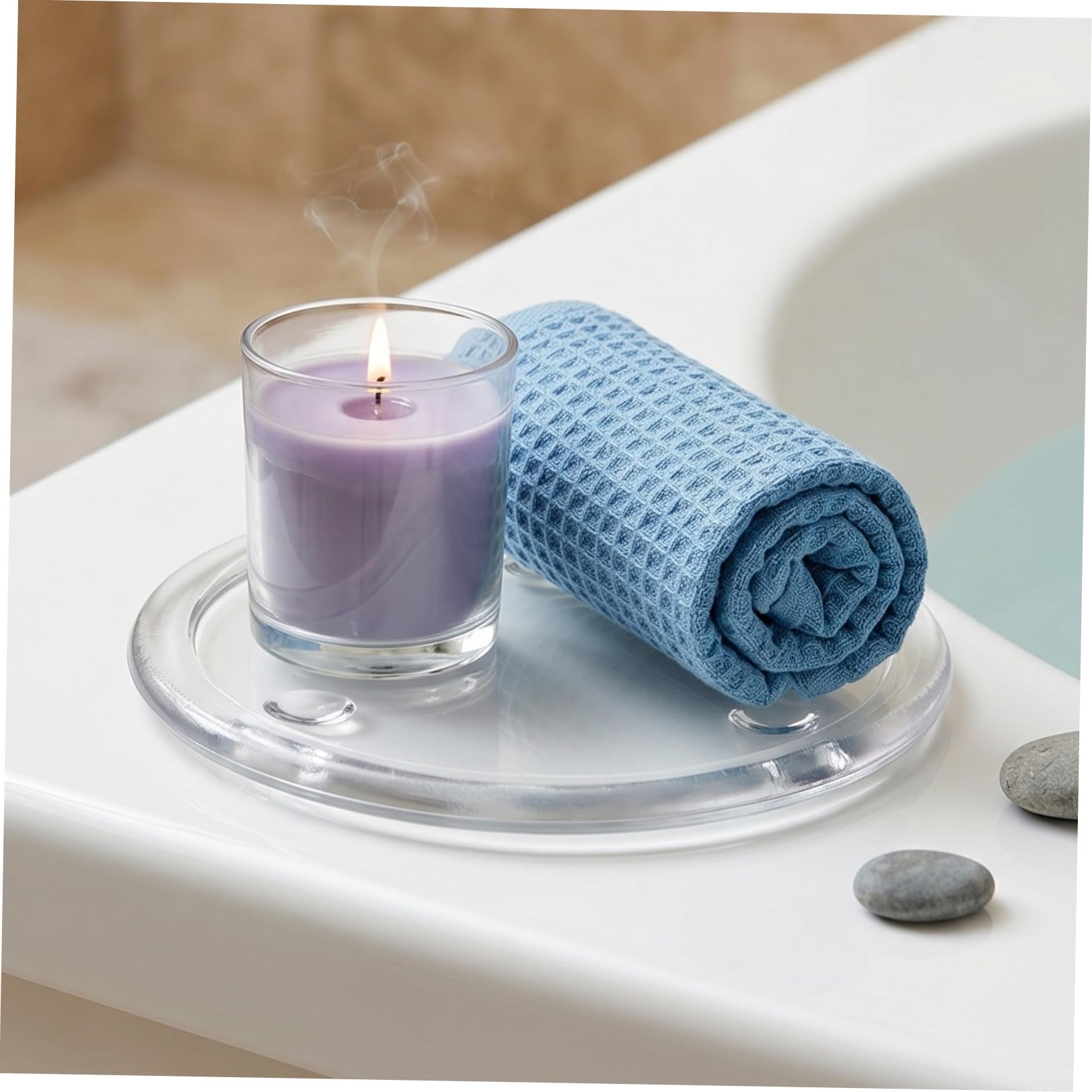 NUOBESTY 6 Pezzi Porta Candele e Resistente per Decorazioni Casa Rotondo in Vetro e Lume di Candela con Supporto per Feste Matrimoni