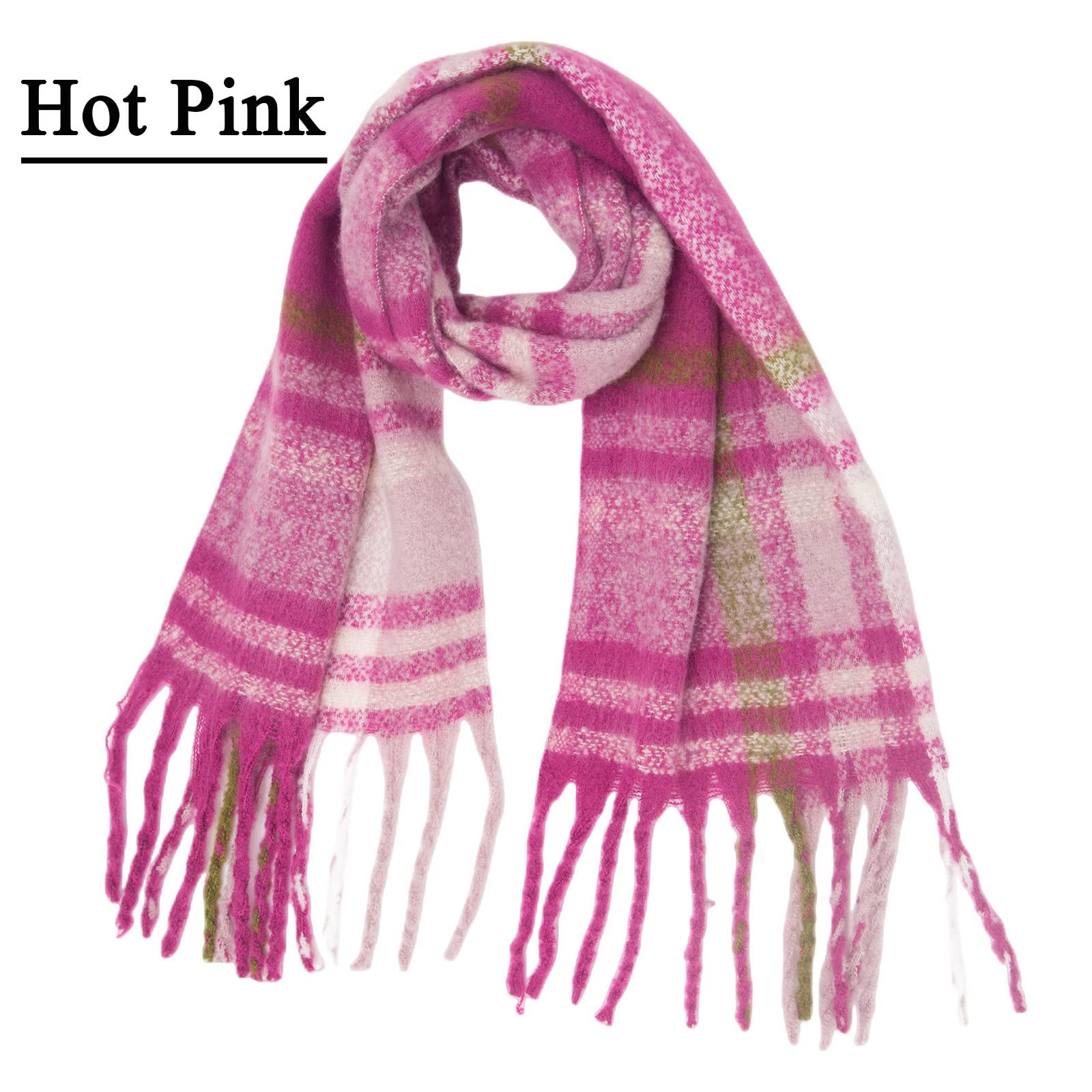 Amazon.com: YOLAI Lady Women Large Plaid Scarf Chunky Wrap Classic