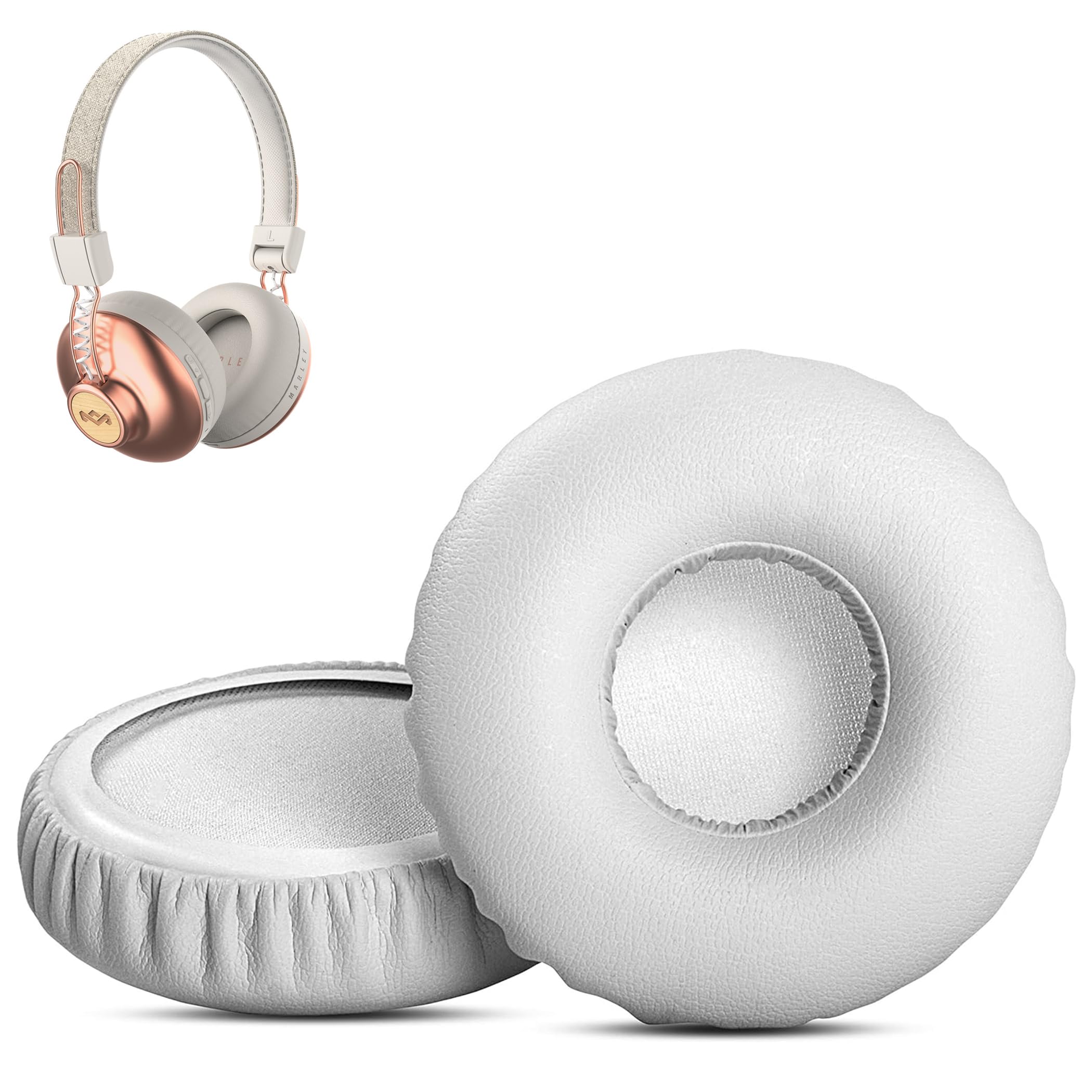 Premium Protein Leather Earpads Replacement for House of Marley Positive Vibration 2 Wireless On-Ear Headphone Ear Cushions