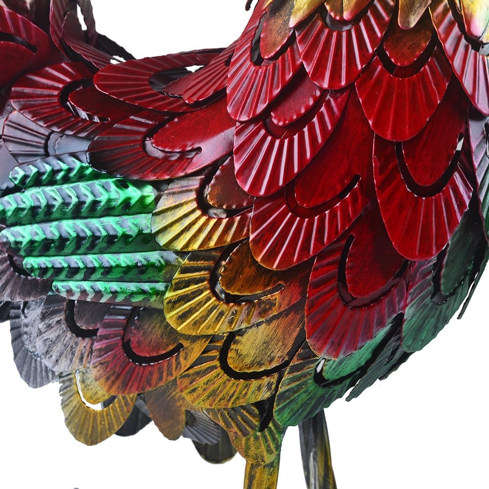 15" Rooster Statue Chicken Sculpture Garden Decoration Metal Yard Art for Yard Outdoor Decoration