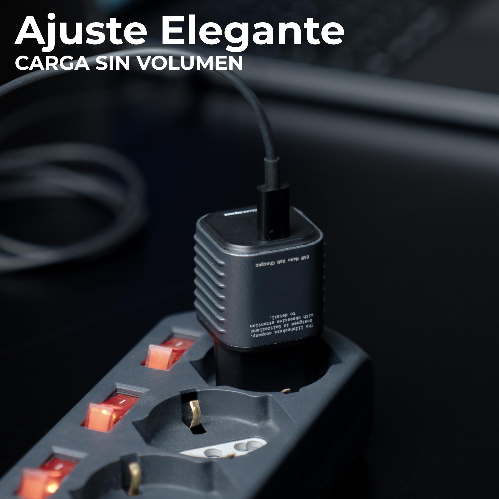 Rolling Square Supertiny - 65W Cargador Portátil de Pared USB C Carga Rapida 65W GAN Ultra Pequeño, Adaptador Enchufe EU Pared para Ordenador Portátil, Telefono Móvil, Tableta