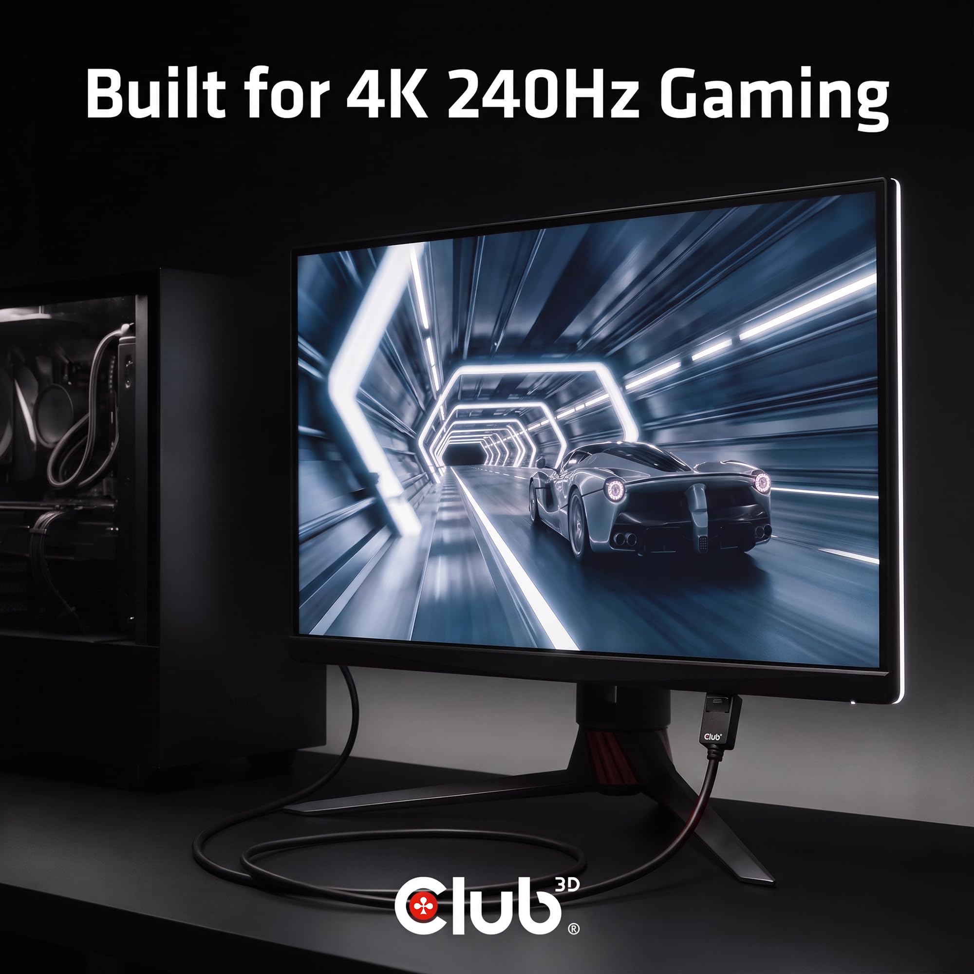 Club3D CAC-1092 DisplayPort™ 2.1 Câble bidirectionnel certifié VESA DP80 4K240Hz, 8K60Hz ou 10K60Hz M/M 1.6m