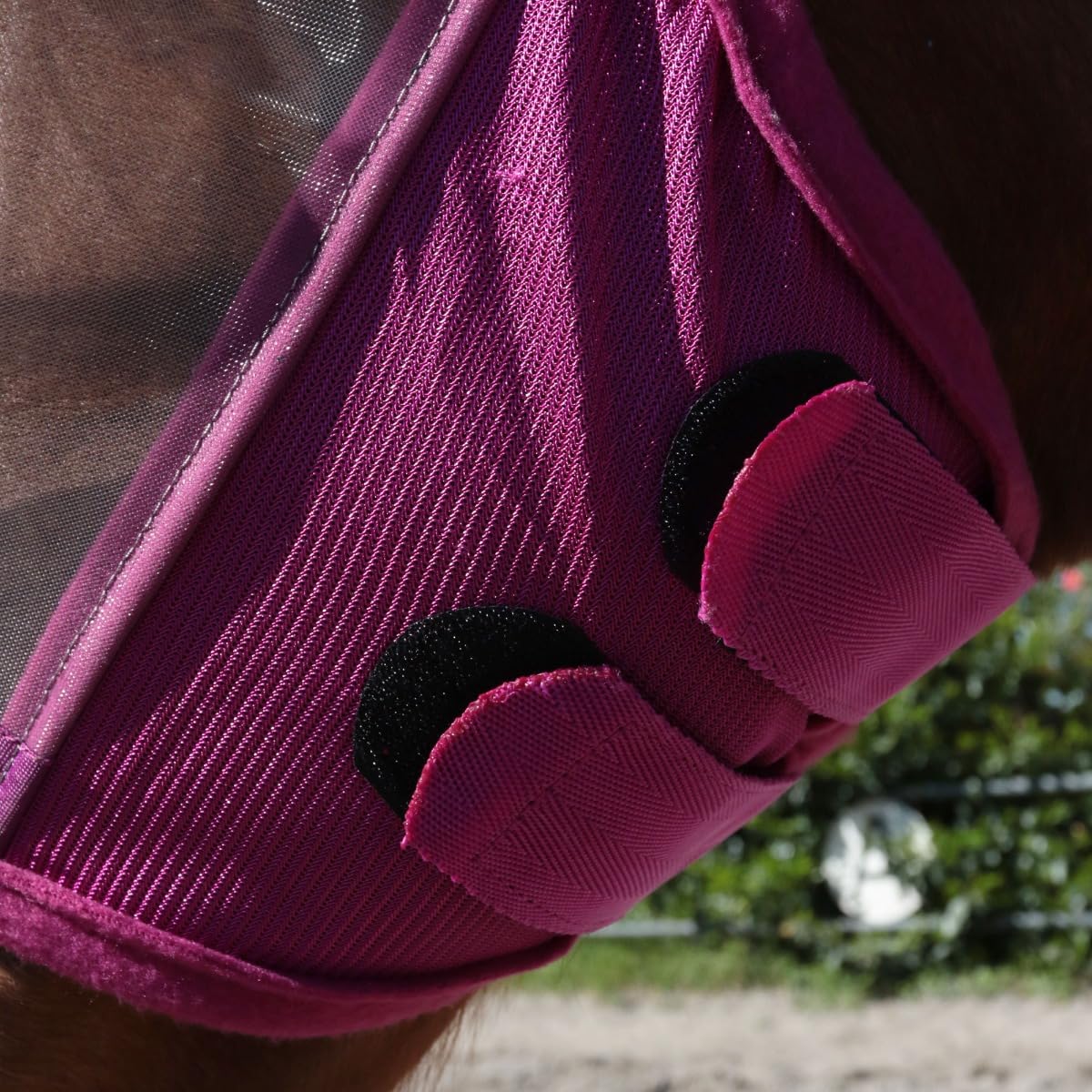 Maschera Antimosche Horses Fly Guard, Leggera e Traspirante, Maglie Fini con Orecchie in Tessuto Forato per Protezione da Mosche e Moscerini (Fucsia, m)