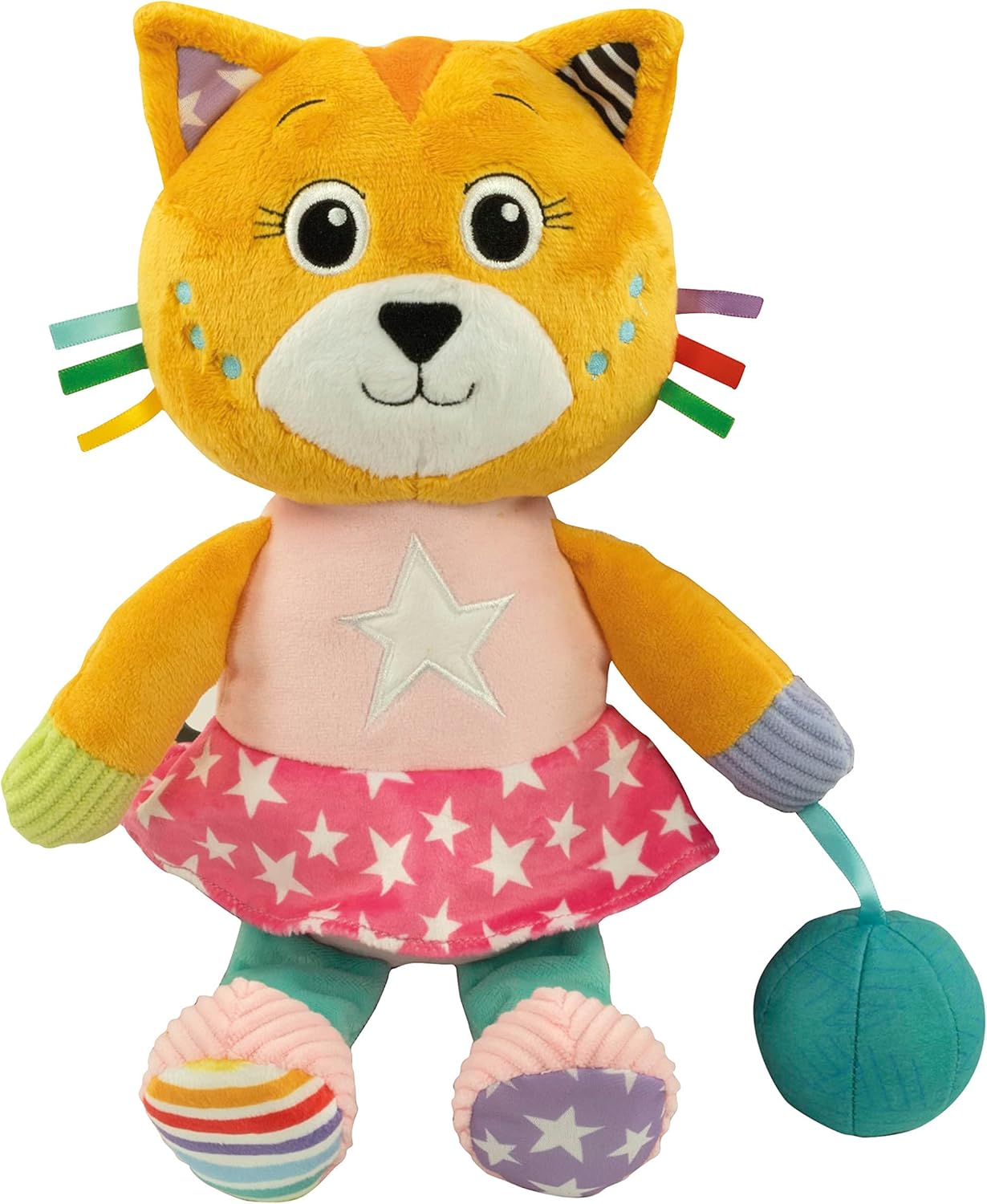 Clementoni - Katy The Kitty Cat Soft Toy - Gift Box - Educational Soft Toy - Multisensory Development - Soft Fabric - Rattle - for Children from 0 Months