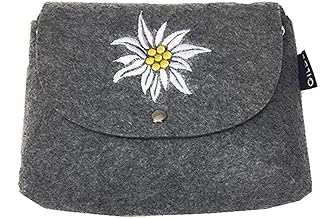 Borsa in feltro con stella alpina ricamata, colore: Grigio scuro