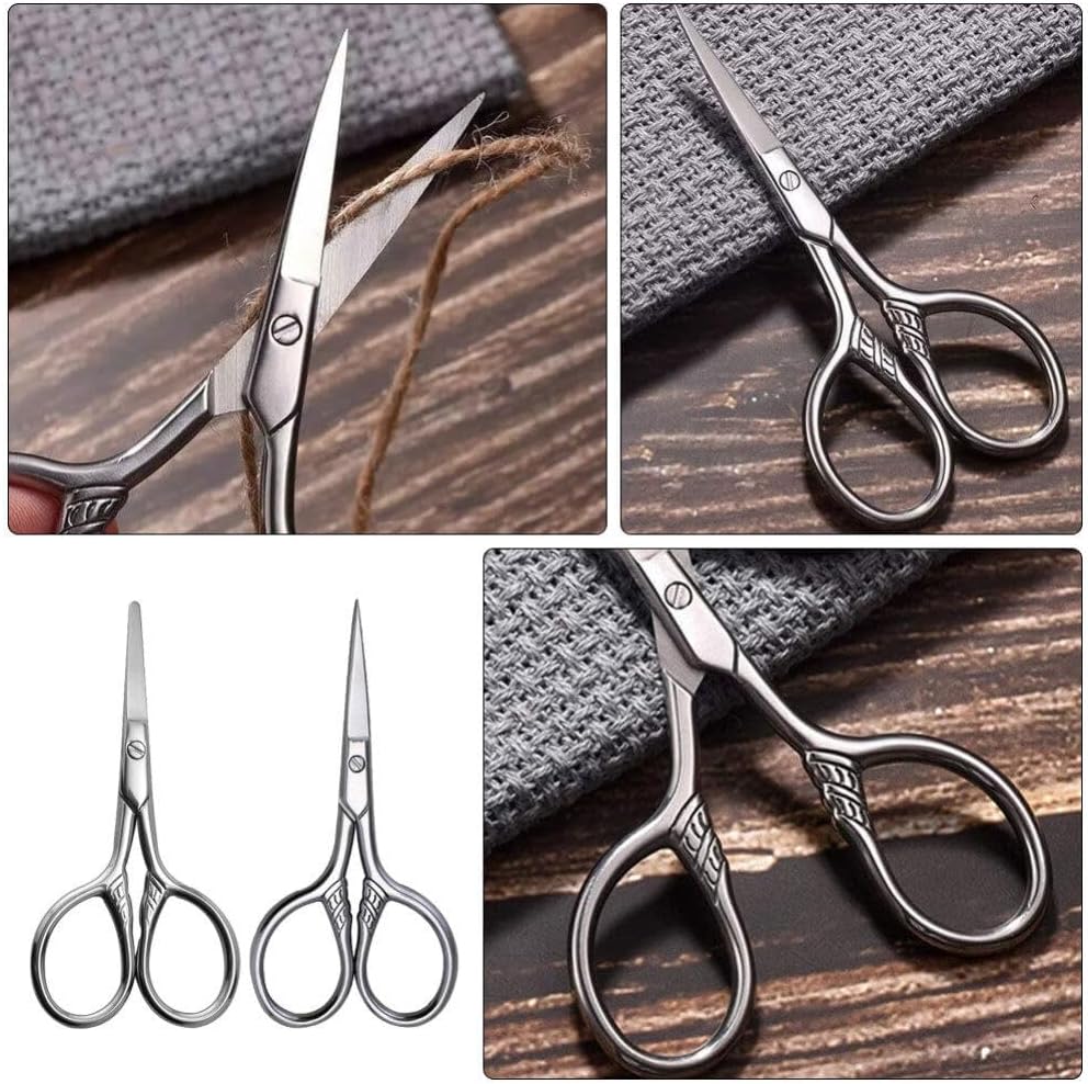 Ipetboom 2pcs Men's Eyebrow Trimmer Rounded Facial Hair Scissor Grooming Scissors Pet Grooming Scissor Pet Grooming Tool Small Scissor Beauty Mustache Scissors Brow Scissors Stainless Steel