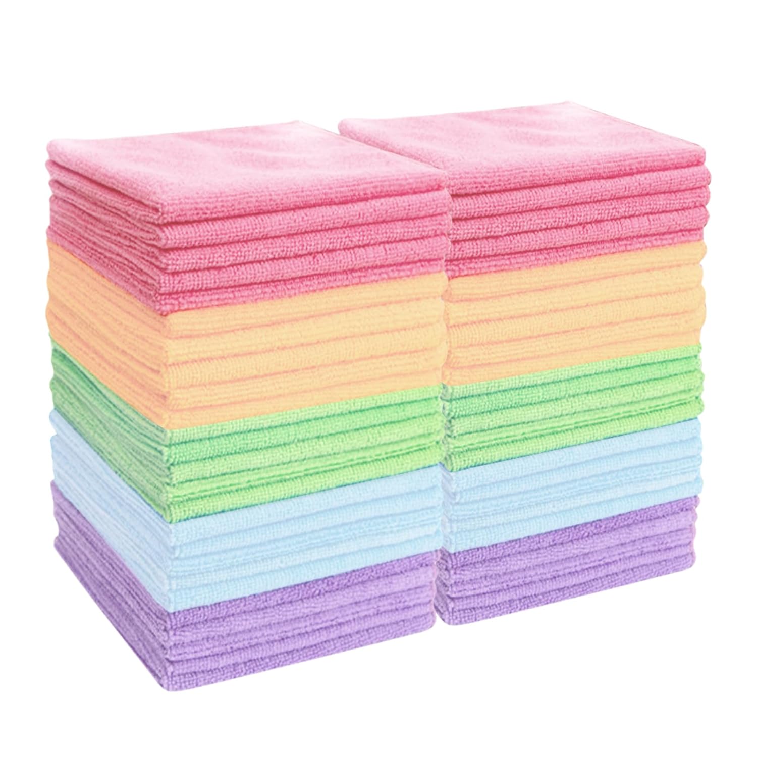 25Pcs Microfiber Cleaning Cloths Microfiber Towels Bulk for Cars Home Reusable and Washable Cleaning Rags 5 Colors Assorted