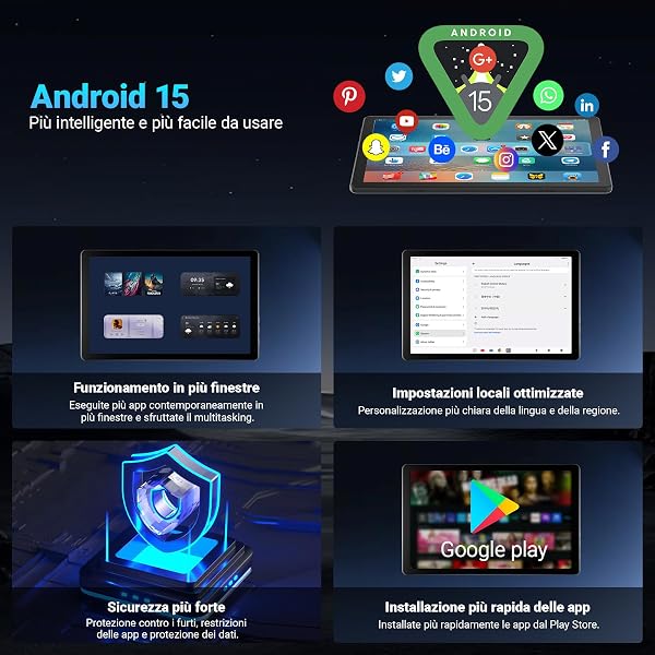 Laptok Tablet 10 pollici Android 15 Tablet, 16GB RAM 1TB TF丨5G WiFi丨BT5.4, Android Tablet con Doppio Fotocamera, Batteria 5000mAh, GMS Widevine L1 (Nero) - 3