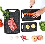 Conseil de coupe, Ensemble de 3 Plaques de cuisson en plastique antidérapantes avec poignée Grooves de jus pour les légumes de viande Fruits. Noir
