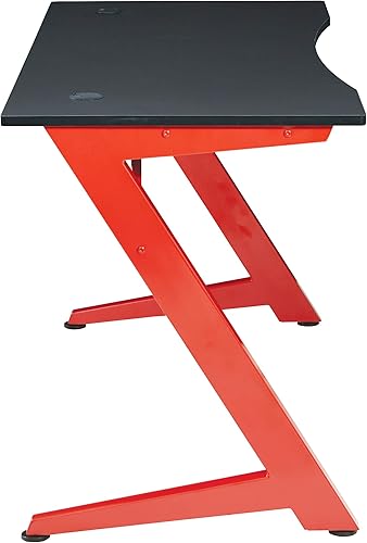 Miniatura 10 de OSP Home Furnishings Beta Battlestation - Escritorio para juegos con luces LED RGB Bluetooth, color rojo mate