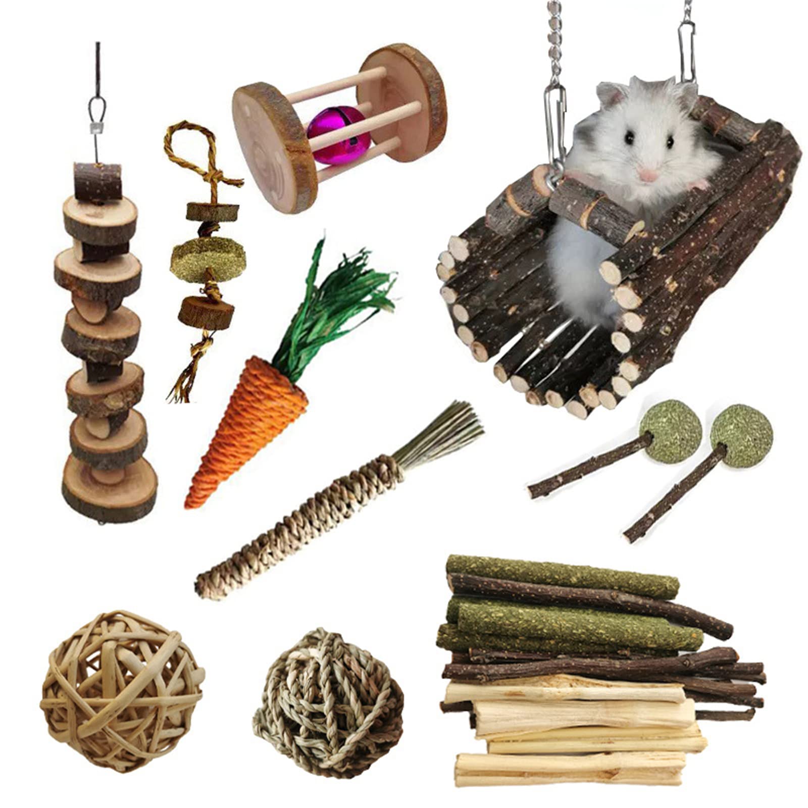 Hamac à Bascule En Bois Pour Hamster Et Petits Animaux - Jouet à Mâcher Et Pont De Jeu Pour Cage - 2