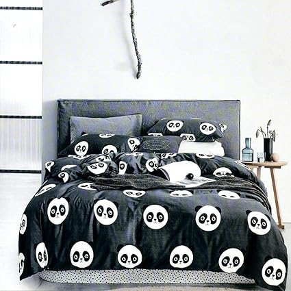 Ab Home Decor Panda Cartoon character Print Cotton Bedsheet for Kids Double Bed with 2 Pillow Covers (90 x 100 Inch, Multicolour)