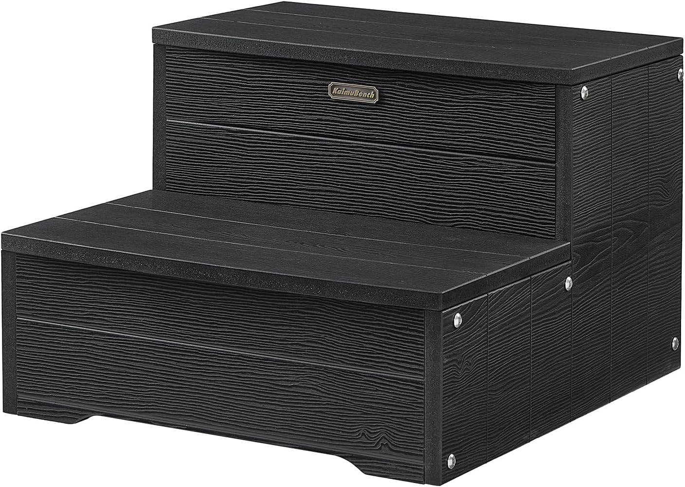 18'' Hot Tub Steps, Waterproof Hot Tub Stairs, Wood Looking HDPS Heavy Duty Outdoor Spa Steps, Non Slip Multi-Use Porch Step, Black, Weight Capacity 600LBS