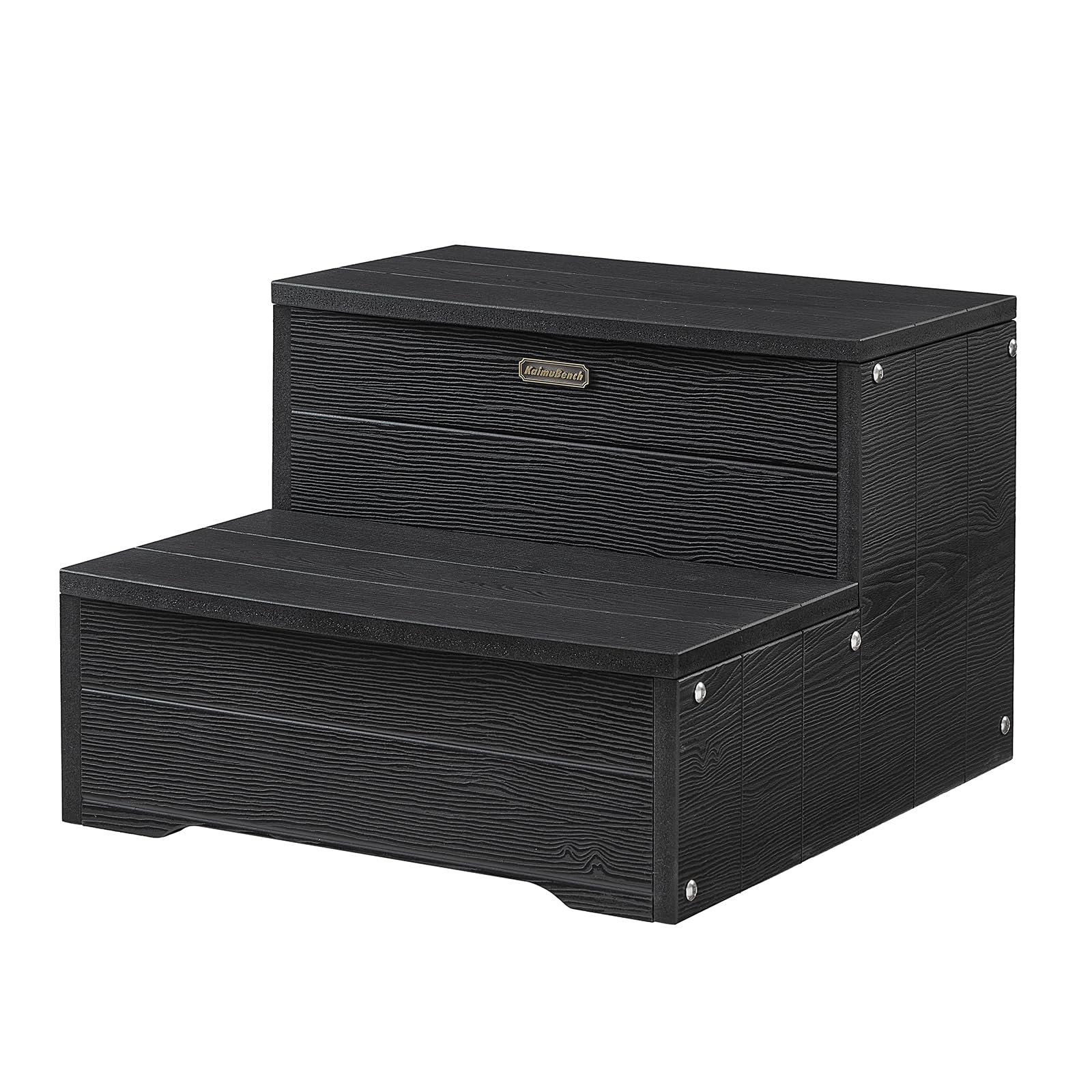 Condition photo showing New/Like New for 18'' hot tub steps, waterproof hot tub stairs, wood looking hdps heavy duty outdoor spa steps, non slip multi-use porch step, black, weight capacity 600lbs