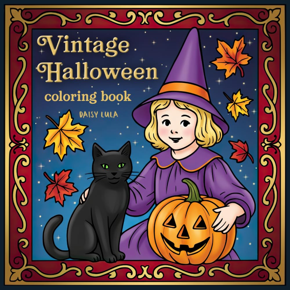 Vintage Halloween Coloring Book: Nostalgic, retro inspired coloring book for adults