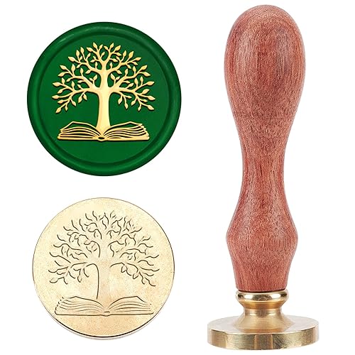 MAYJOYDIY Sello de cera de árbol de la vida, sello de cera de sellado de libro, 0.984 in, cabeza de latón, sello de madera vintage para decorar