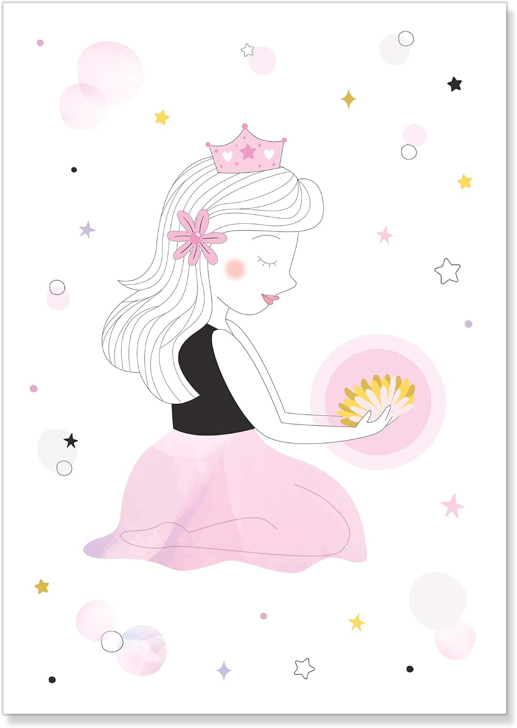 PREMYO Wall Art Prints Nursery Decor - Baby Room Decoration Girl - Kids Poster Set Princess Castle Fairy Tale Picture A4 - Image 5