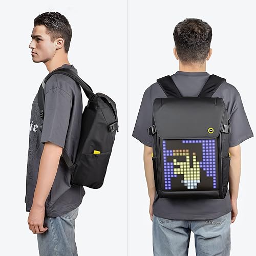 Miniatura 6 de Divoom Mochila para portátil con pantalla LED y control de aplicación, mochila de moda de animación de arte de píxeles de 17 pulgadas, regalo único