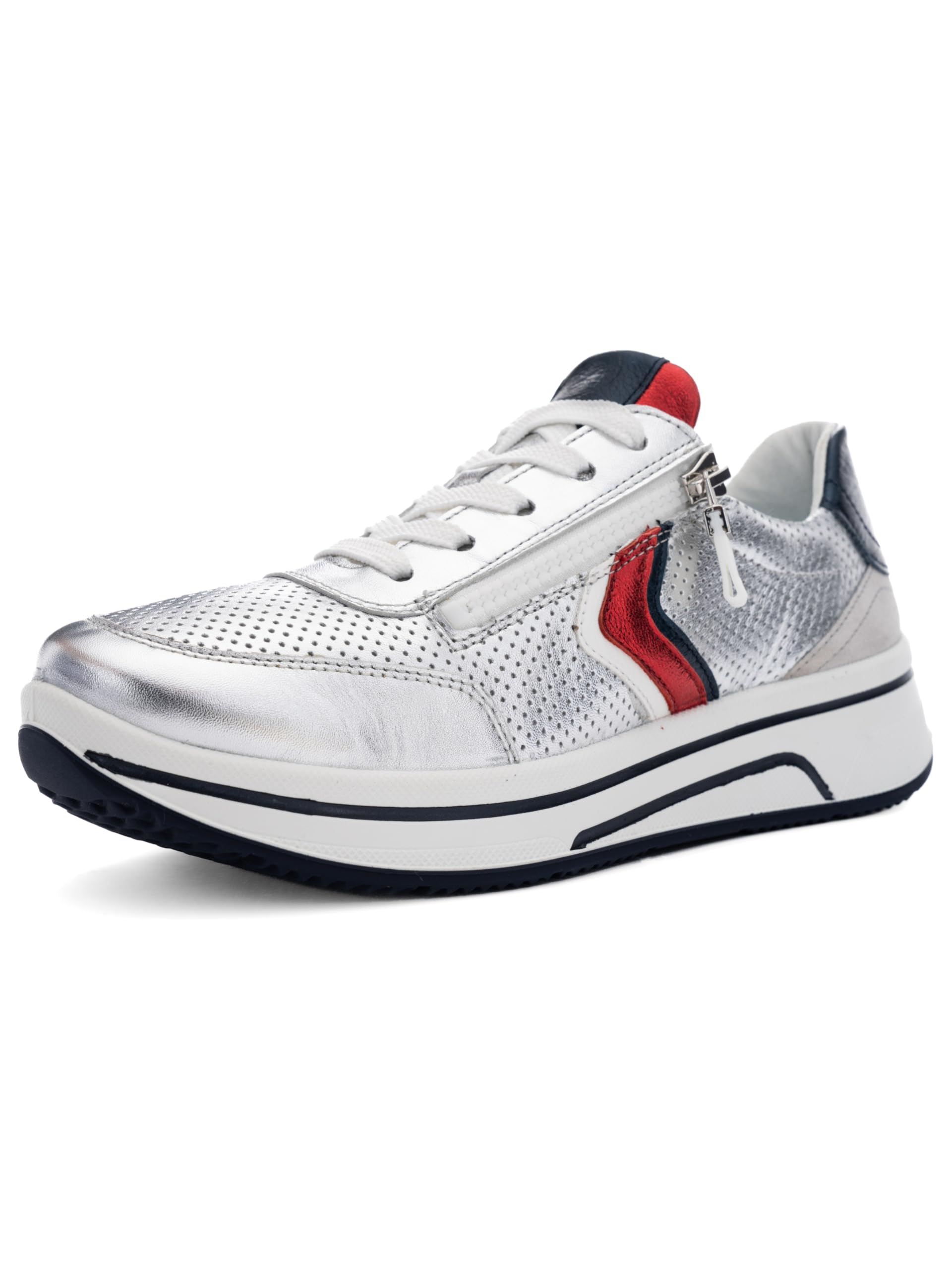 ARA Women's Sapporo Trainers, Silver, Flame, White, Night, Pebble, Silver Flame White Night Pebble, 37 EU Weit