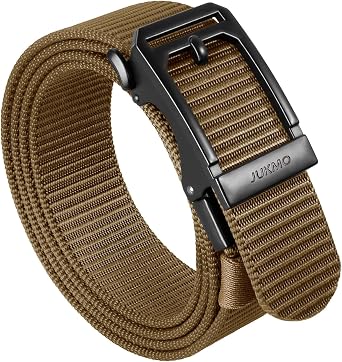 JUKMO Mens Ratchet Tactical Belt, 1.5" Nylon Web Work Belt with Automatic Slide Buckle, Adjustable Trim to Fit