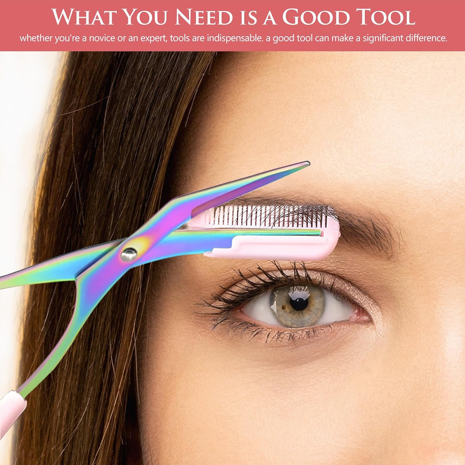 Eyebrow Trimmer Scissors for Women Eyebrow Scissors with Comb Eyebrow Shaping Cut Comb Scissors Non Slip Finger Grips Hair Removal Beauty Accessories for Men Women (Black, Pink, Orchid)