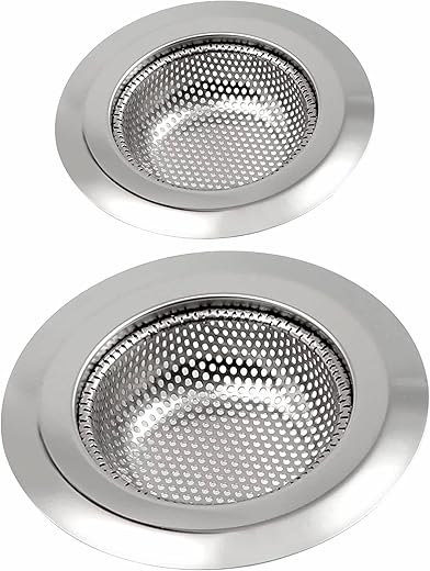 Stainless Steel Kitchen Sink Strainers – 2 Pack, 4.5″ & 3.5