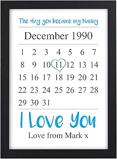 Day You Became My Nanny Nan Nana PERSONALISED Mothers Day Gift Wooden Blocks - PERSONALISED with ANY NAME and ANY RECIPIENT - Black or White Framed A5, A4, A3 Prints or 18mm Wooden Blocks