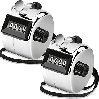 Decymis 2 Pack Metal Clicker Counter - 4 Digit Hand Tally Mechanical Palm Counter for Sports Coaching Lap Counting Events