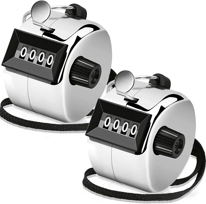 Decymis 2 Pack Clicker Counter, Metal Hand Tally Counter Clicker, 4 Digit Mechanical Palm Click Counter