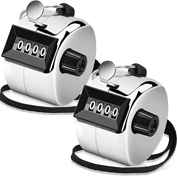Decymis 2 Pack Clicker Counter, Metal Hand Tally Counter Clicker, 4 Digit Mechanical Palm Click Counter for Counting Numbers, Coaching, Sports Events Count