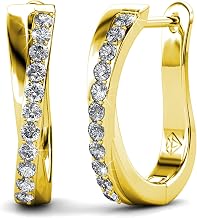 18K White Gold Sparkling Crystal Hoop Earrings for Women with Jewelry Box for Women Wife Mother Daughter