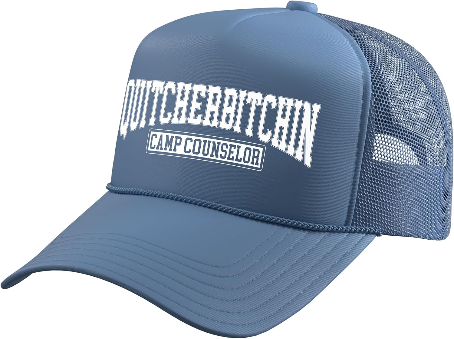 Funny Camping Quitcherbitchin Camp Counselor Men's Women's Trucker Hat with Adjustable Mesh Back