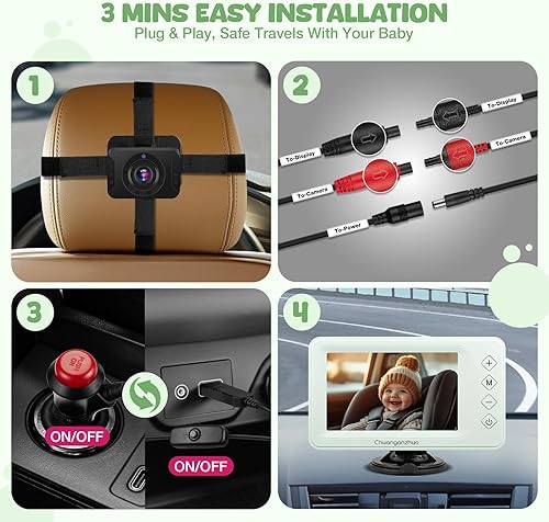 Miniatura 6 de Baby Car Camera with Advanced Night Vision, AHD 1080P 5inch IPS Full View Car Baby Monitor, Carseat Camera for Kids Infants Rear Facing Mirror, USB