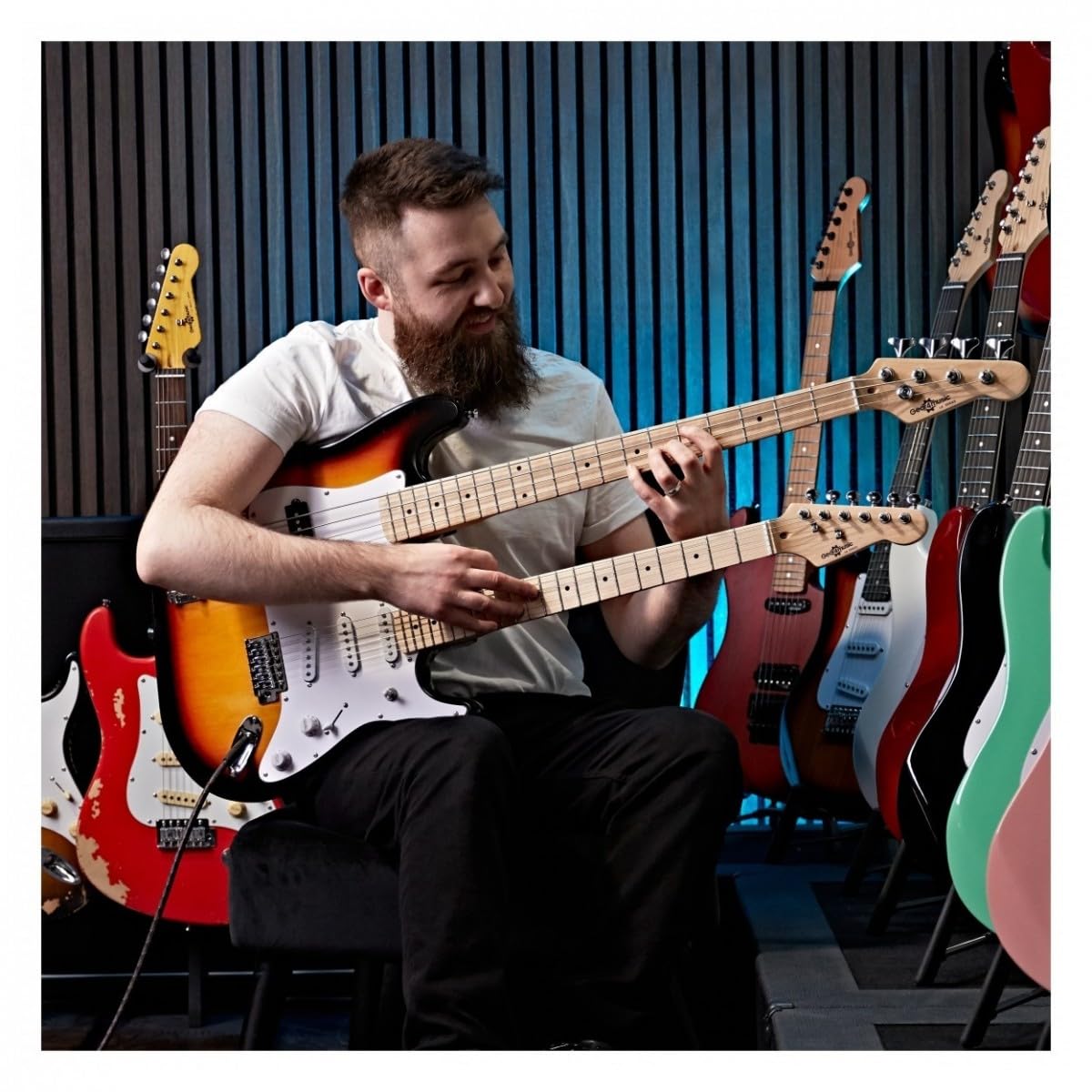 Full Size Guitarra eléctrica y bajo de doble mástil Sunburst