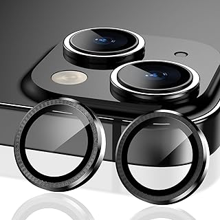 Tempered Glass Camera Lens Protector for iPhone 15 & iPhone 15 Plus | Glass Lens Cover (Black)