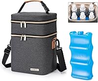 Vista 8 de Bolsa enfriadora de leche materna con bolsa de hielo para 6 biberones de hasta 9 onzas Negro