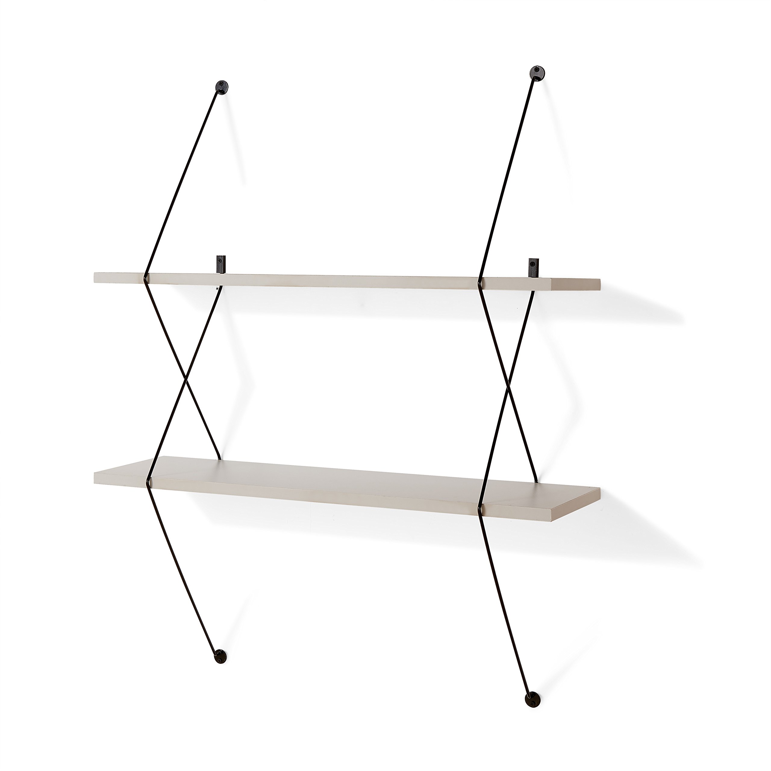 Danya B. Contemporary Two Level Shelving System with Wire Brackets - Gray or White (Gray)