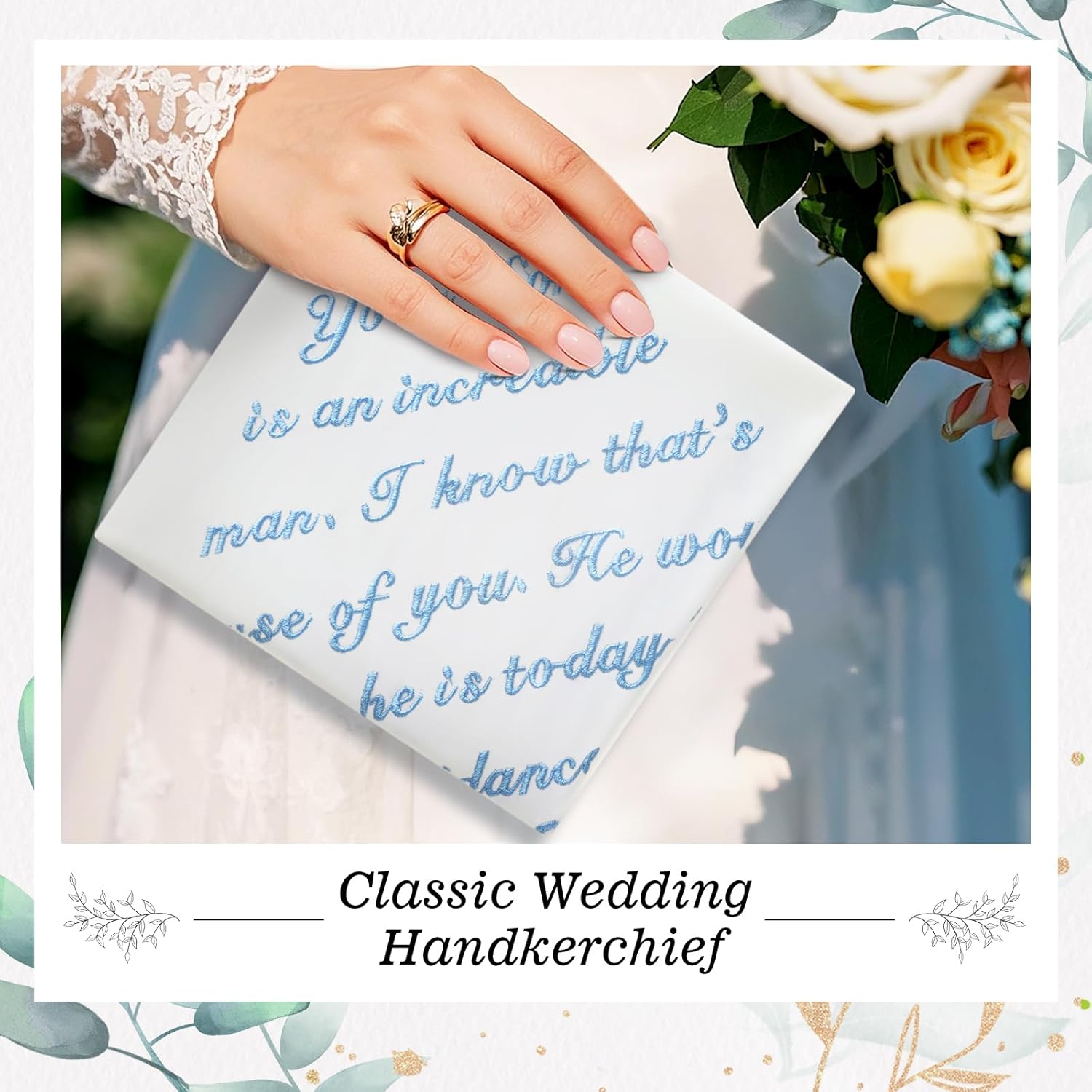 Wedding Handkerchief - Something Blue for Bride on Wedding Day - Bridal Weddings Hankie - Image 5