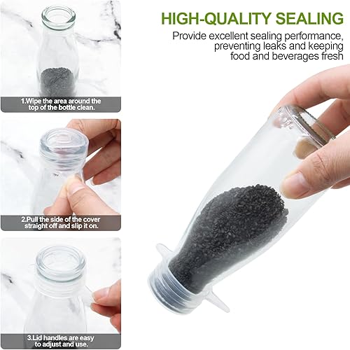 Miniatura 4 de Tapas elásticas de silicona, tapa de sello de silicona reutilizable, adecuadas para tapas de botellas de tamaño pequeño (paquete de 12)