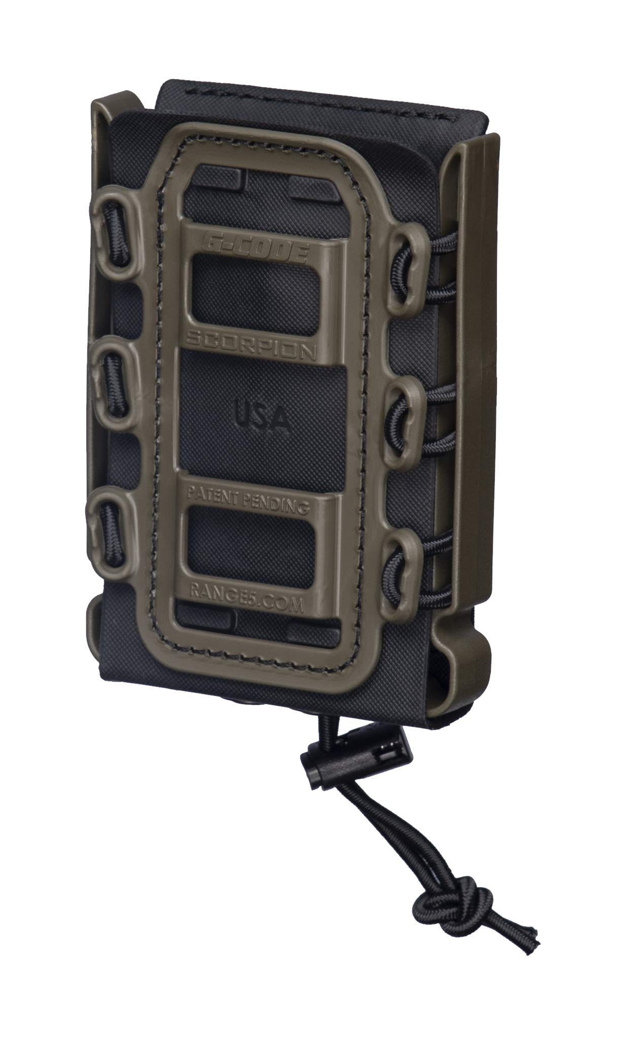 G-CODE Rifle Soft Shell Scorpion Mag Carrier with D3 Belt Loop (OD Green Frame/Black Shell)
