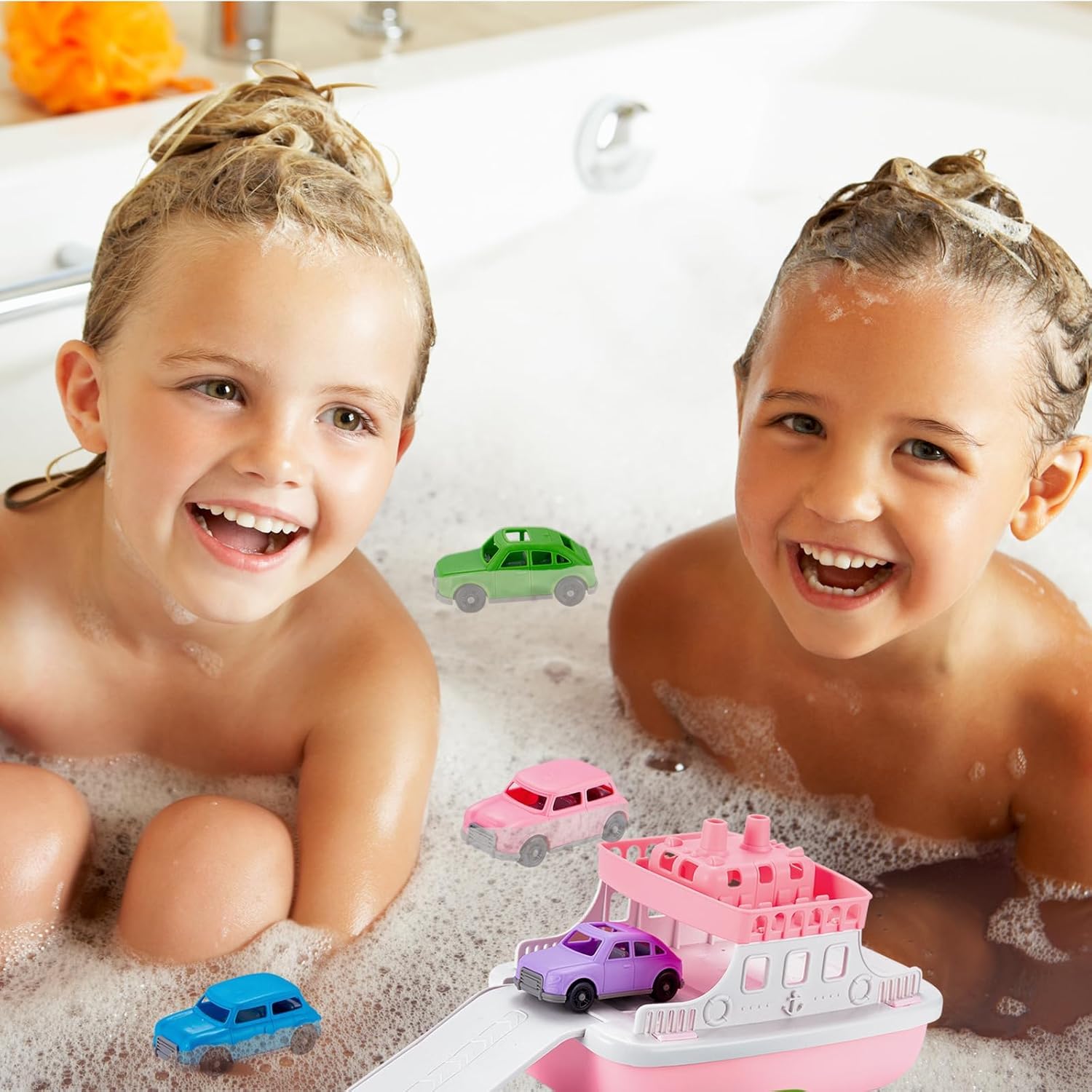 Floating Ferry Boat Bath Toy with 4 Mini Cars for Toddlers | Mold-Free Water Playset for Bathtub, Beach & Pool | Fun Birthday for Kids